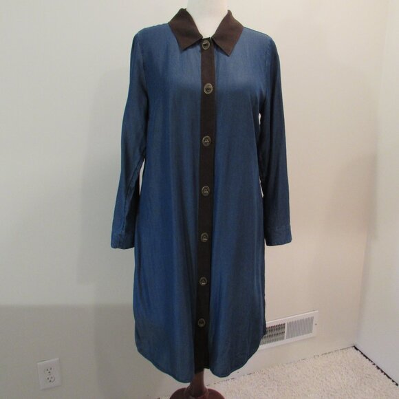Soft Surroundings Icons Urbina Denim Dress Coat Size Medium - Picture 6 of 16